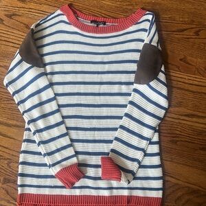Lemon tart cotton blend striped sweater with patches S